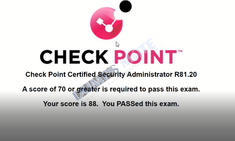 Successful Check Point Certified Security Administrator R81.20 CCSA (156-215.81.20) exam result 1
