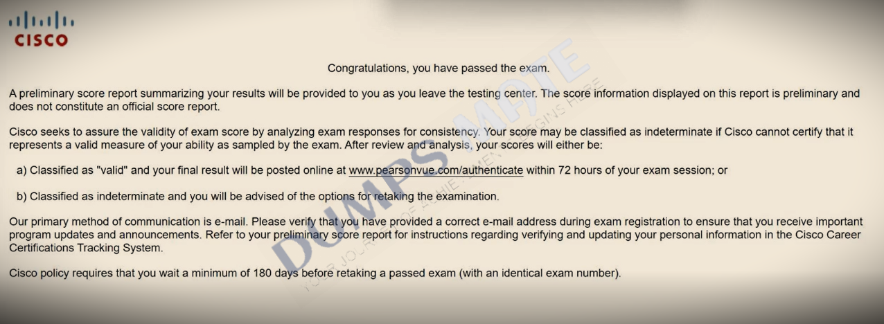 Successful Implementing Cisco Enterprise Network Core Technologies (350-401 ENCOR) exam result 3