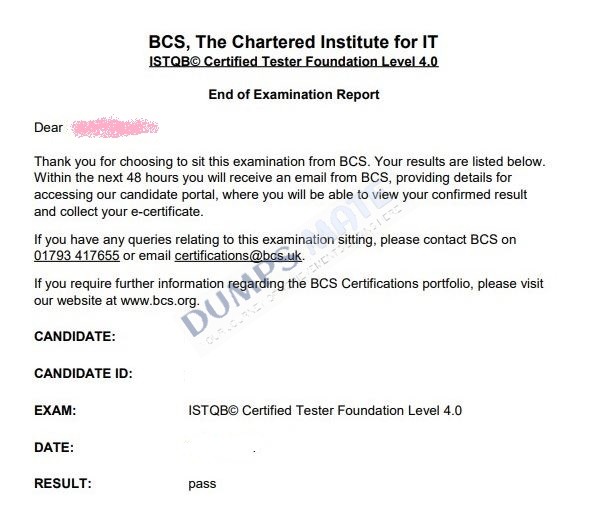 Successful ISTQB Certified Tester Foundation Level (CTFL) v4.0 exam result 1