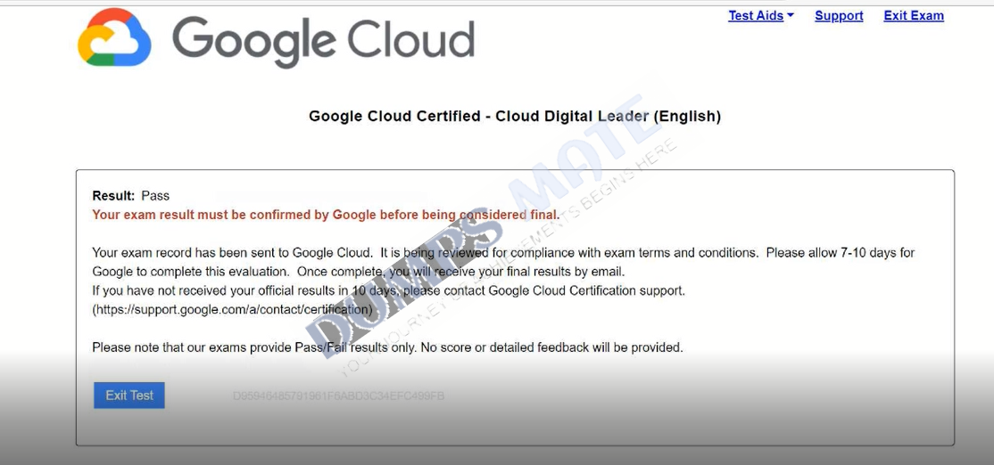 Successful Google Cloud Digital Leader exam exam result 2