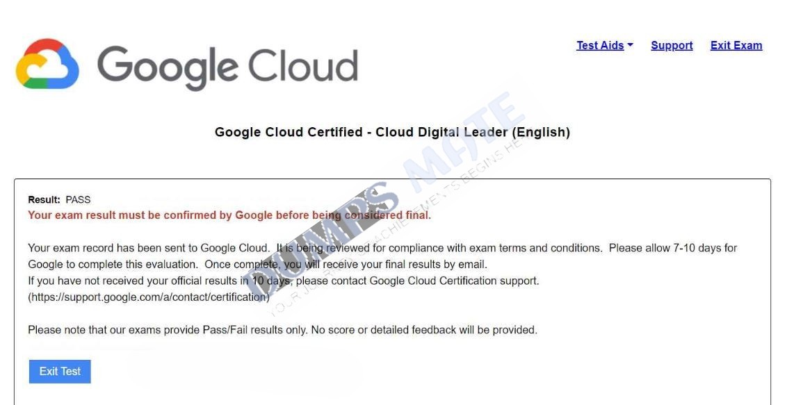 Successful Google Cloud Digital Leader exam exam result 3