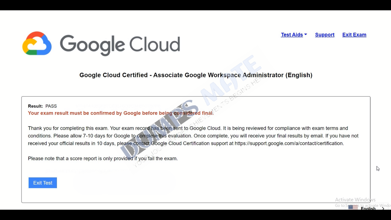 Successful Associate Google Workspace Administrator exam result 2