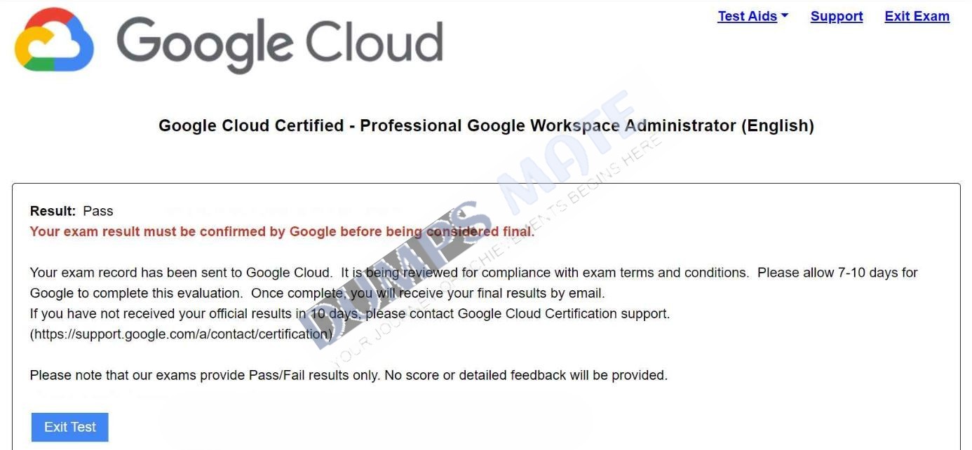 Successful Associate Google Workspace Administrator exam result 1