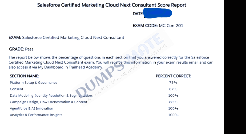 Successful Salesforce Certified Marketing Cloud Next Consultant exam result 2