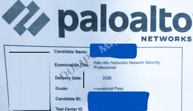 Successful Palo Alto Networks Network Security Professional exam result 2