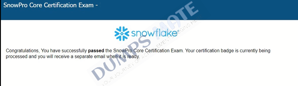 Successful SnowPro Core Certification Exam exam result 1